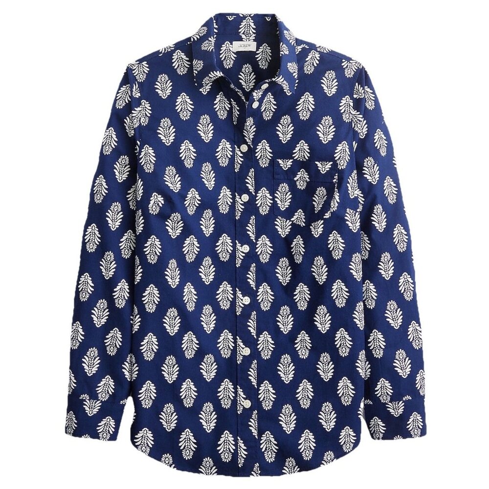 J.Crew The Perfect Button Down Poplin Long Sleeve Shirt Women’s Size 6 Navy Blue